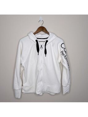 Calvin Klein Performance White Fleece Full Zip Hoodie Medium